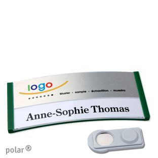 Jmenovky polar® alu-print, magnet Magnet smag® | zelená | stříbrná | 74 x 34 mm