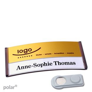 Jmenovky polar® alu-print, magnet Magnet smag® | průsvitné provedení, antracitová | zlatá | 74 x 34 mm