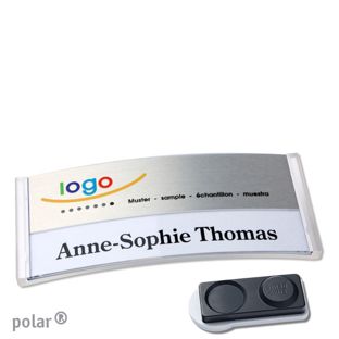 Jmenovky polar® alu-print, magnet Magnet smag®, extra silný | transparentní provedení | stříbrná | 74 x 34 mm