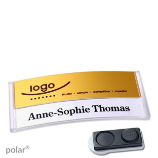 Jmenovky polar® alu-print, magnet Magnet smag®, extra silný | transparentní provedení | zlatá | 74 x 34 mm