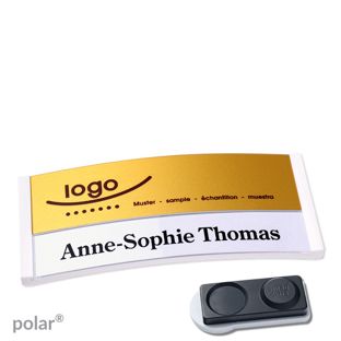 Jmenovky polar® alu-print, magnet Magnet smag®, extra silný | bílá | zlatá | 74 x 34 mm
