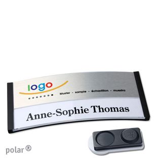 Jmenovky polar® alu-print, magnet Magnet smag®, extra silný | černá | stříbrná | 74 x 34 mm