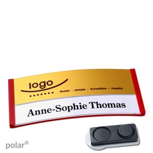 Jmenovky polar® alu-print, magnet Magnet smag®, extra silný | červená | zlatá | 74 x 34 mm