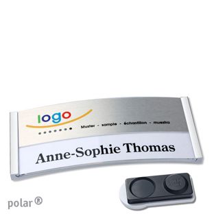 Name badges polar® alu-print magnet smag® magnet, extra strong | stainless steel | silver | 74 x 34 mm