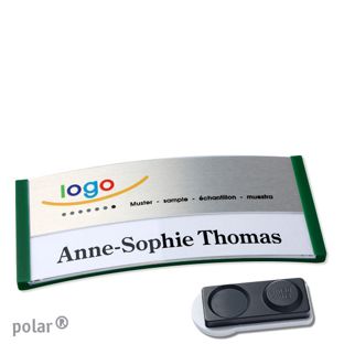 Jmenovky polar® alu-print, magnet Magnet smag®, extra silný | zelená | stříbrná | 74 x 34 mm