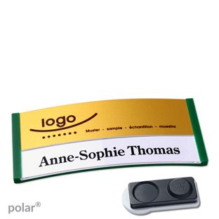 Jmenovky polar® alu-print, magnet Magnet smag®, extra silný | zelená | zlatá | 74 x 34 mm