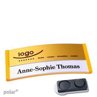 Jmenovky polar® alu-print, magnet Magnet smag®, extra silný | žlutá | zlatá | 74 x 34 mm
