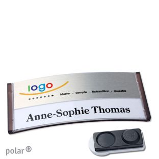 Jmenovky polar® alu-print, magnet Magnet smag®, extra silný | průsvitné provedení, antracitová | stříbrná | 74 x 34 mm