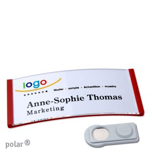 Name badges polar® quick-print magnet smag® Magnet | red | 74 x 34 mm