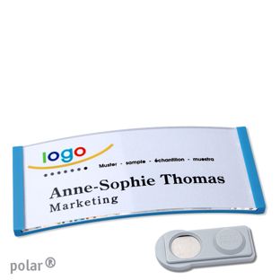 Name badges polar® quick-print magnet smag® Magnet | medium blue | 74 x 34 mm