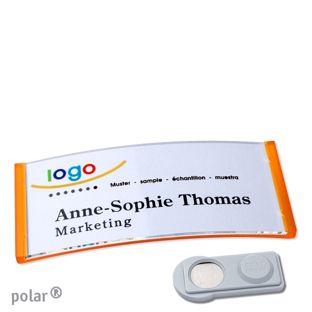 Jmenovky polar® quick-print, magnet Magnet smag® | průsvitné provedení, oranžová | 74 x 34 mm