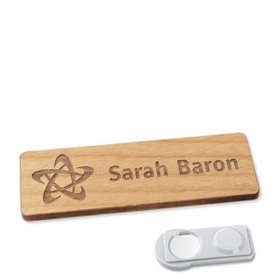 Wooden name badge, timberline® "complete-engraved" 76,3 x 25,5 mm  | smag® Magnet 