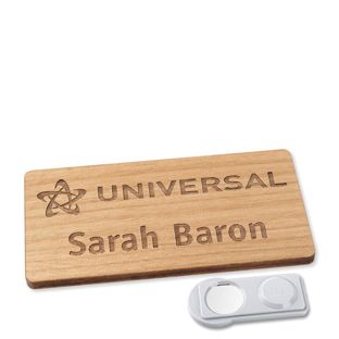 Wooden name badge, timberline® "complete-engraved" 76,3 x 38 mm  | smag® Magnet 