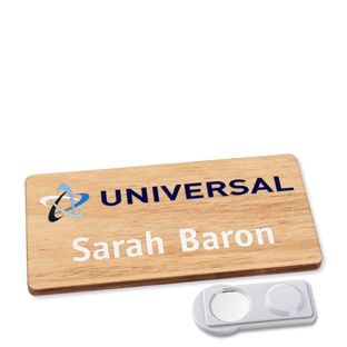 Wooden name badge, timberline® "complete-print" 76,3 x 38 mm  | smag® Magnet 