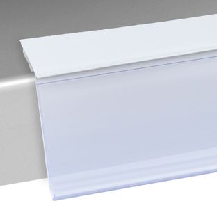 Regálová lišta HE, samolepicí, čtecí úhel 15° 26 mm | 1000 mm | bílá  | k nalepení (pěnová lepicí páska) 