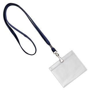 ID card holder with lanyard dark blue  | A7  | landscape 