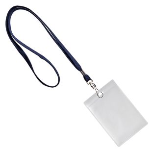 ID card holder with lanyard dark blue  | A7  | portrait 