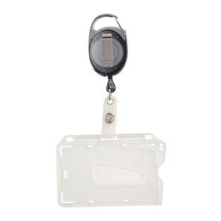 Retractable card holder thumb slot, polished | black, transparent