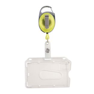 Retractable card holder thumb slot, polished | yellow, transparent