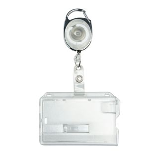 ID pockets hard plastic with extendable key ring white|transparent  | slider 