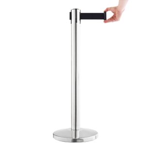 Queue barrier chrome-plated, black tape 