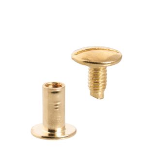 Binding screws, brass-plated 11 mm | sleeve nut with smooth head, screw with slotted head 