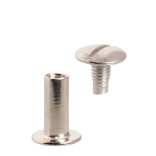 Binding screws, nickel-plated 14 mm | sleeve nut with smooth head, screw with slotted head 