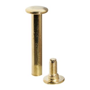 Binding screws, brass-plated 45 mm | sleeve nut with smooth head, screw with slotted head 