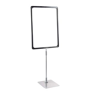 Poster frame with base and mount (set) A3 black  | Base: grey  | Aluminium rod adjustable from 350 to 550 mm 