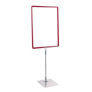 Poster frame with base and mount (set) A3 red  | Base: grey  | Aluminium rod adjustable from 350 to 550 mm 