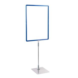 Poster frame with base and mount (set) A3 blue  | Base: grey  | Aluminium rod adjustable from 350 to 550 mm 