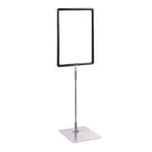 Poster frame with base and mount (set) A4 black  | Base: grey  | Aluminium rod adjustable from 350 to 550 mm 