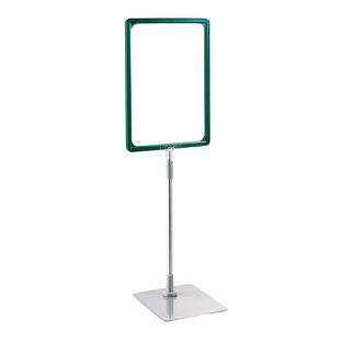 Poster frame with base and mount (set) A4 green  | Base: grey  | Aluminium rod adjustable from 350 to 550 mm 