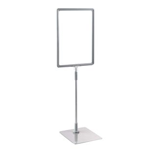 Poster frame with base and mount (set) A4 grey  | Base: grey  | Aluminium rod adjustable from 350 to 550 mm 