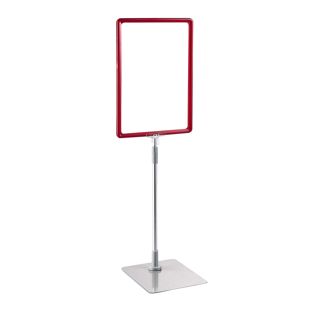 Poster frame with base and mount (set) A5 red  | Base: grey  | Aluminium rod adjustable from 350 to 550 mm 
