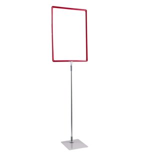 Poster frame with base and mount (set) A3 red  | Base: grey  | Aluminium rod adjustable from 600 to 900 mm 