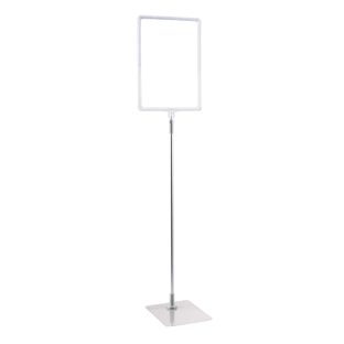 Poster frame with base and mount (set) A4 transparent  | Base: grey  | Aluminium rod adjustable from 600 to 900 mm 
