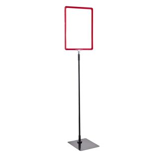Poster frame with base and mount (set) A4 red  | Base: black  | Aluminium rod adjustable from 600 to 900 mm 