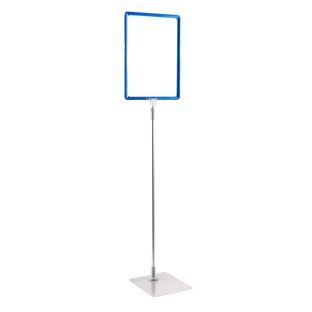Poster frame with base and mount (set) A4 blue  | Base: grey  | Aluminium rod adjustable from 600 to 900 mm 
