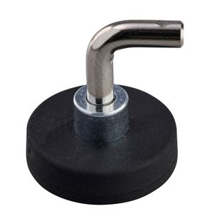 Pogumované magnety s háčky, tvar L 22 mm | černá 