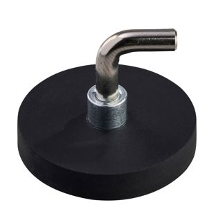 Pogumované magnety s háčky, tvar L 31 mm | černá 
