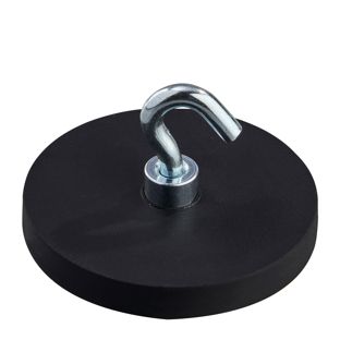 Pogumované magnety s háčky 43 mm | černá 