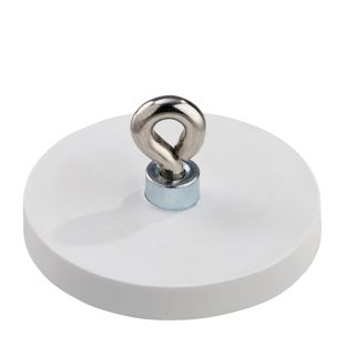 Pogumované magnety s očkem 43 mm | bílá 