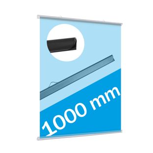 Lišty na plakáty plastové, k zasunutí 1000 mm | transparentní provedení  | 2 věšáčky 