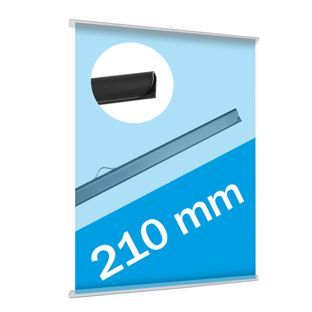 Poster hanging rail sets, rigid-PVC 210 mm | transparent  | 1 hanger 