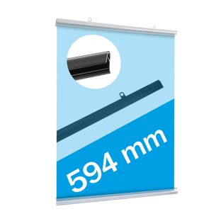 Upínací lišty na plakáty z plastu, rozevírací 594 mm | transparentní provedení 
