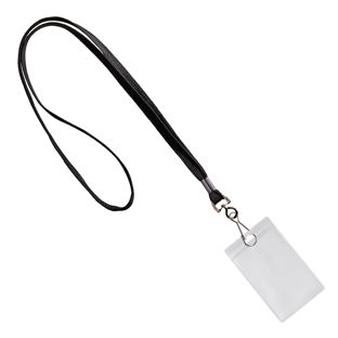 ID card holder with lanyard portrait | black | 86 x 54 mm