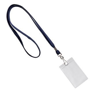 ID card holder with lanyard portrait | dark blue | 86 x 54 mm