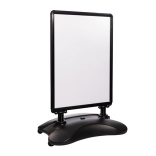 Pavement sign A1 STORM-STOP Lite with water base, windproof, 32 mm profile, round corners black 