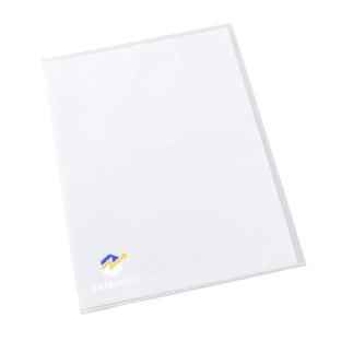 Cut flush folders A4 printed 3-coloured | Screen printing | transparent | rigid PVC | 150 µm | smooth